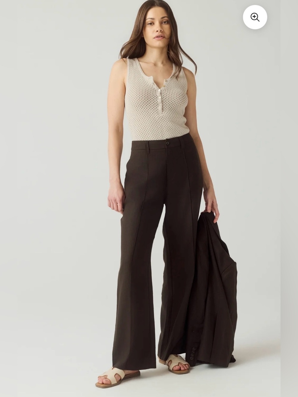 Alp N Rock Bianca Linen Wide-Leg Dress Pants in Dark Brown Size XS